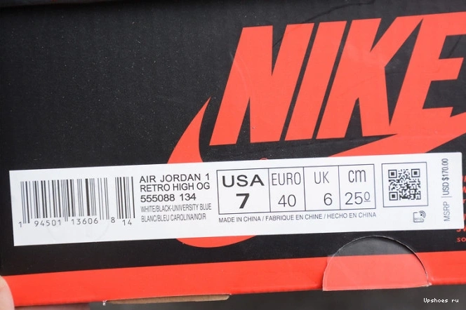 Retro AIR 1 White Black 555088-134 Jordan High University Blue 1029